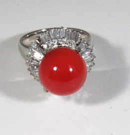 宝石珊瑚　さんご  レデイ-スア クセサリー　ジュエリ－　赤リング　IGM－0551