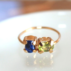 k18gp Sapphire & Peridot Ring 2枚目の画像