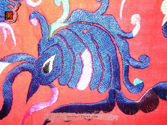 貴州 ミァオ族刺繍 中国 織物アート 100% ステッチ エスニック  ミァオ族 モン族アートワーク#260 2枚目の画像