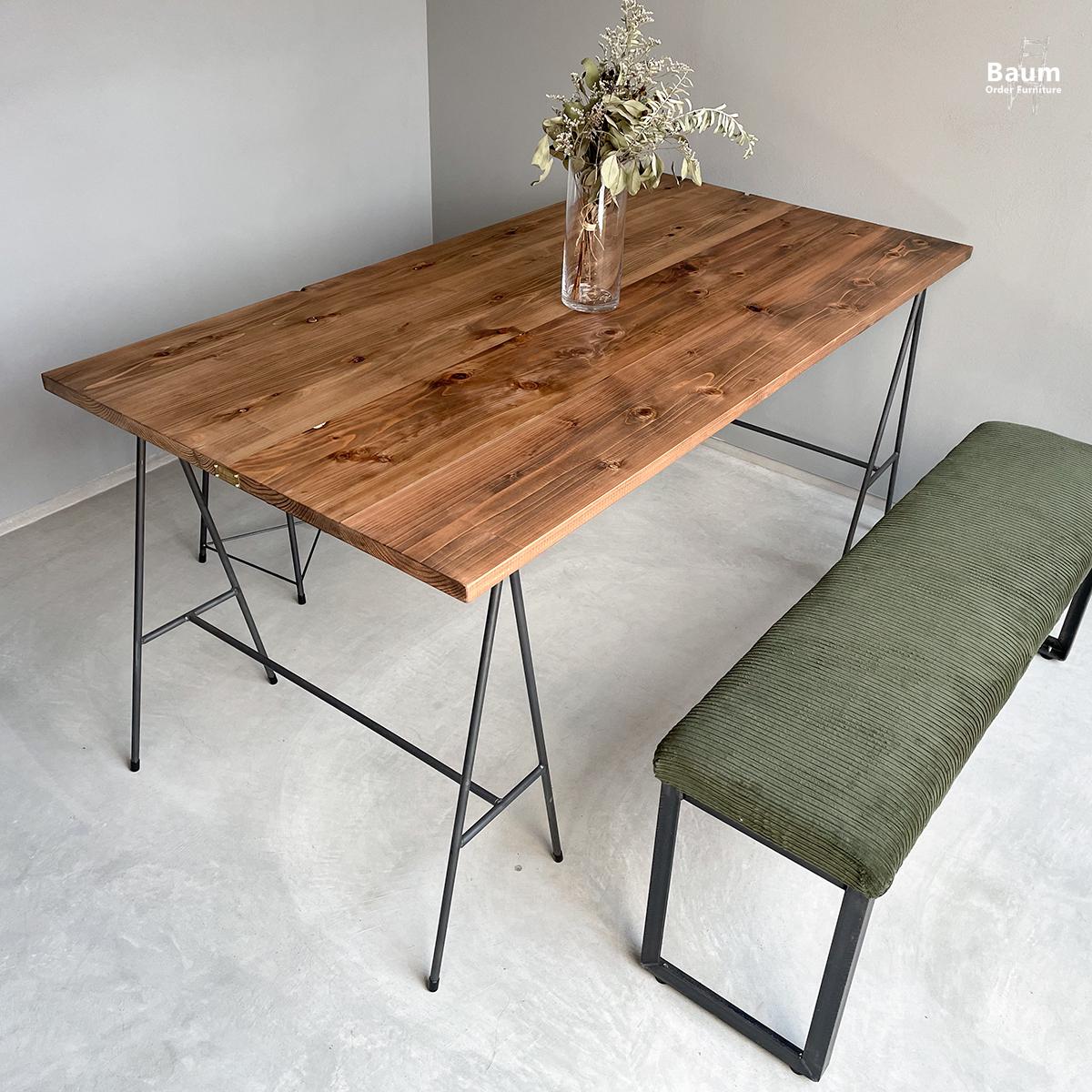 ＼送料無料／[Dining Table (IR_LG_E)]無垢材ダイニングテーブル サイズ選択 アイアン家具-15-