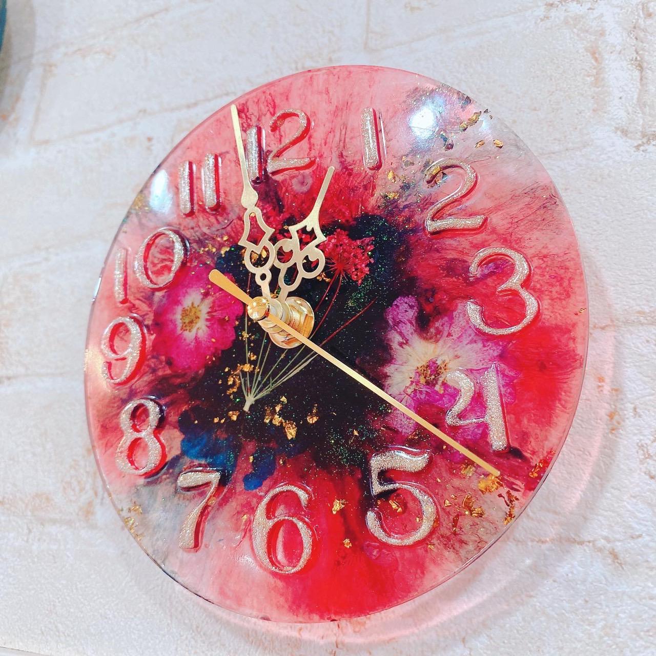 時計　掛け時計　インテリア　ドライフラワー