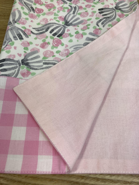 【送料無料】ランチマット・巾着袋　セット　リボン　ピンク　給食セットに♪ 3枚目の画像