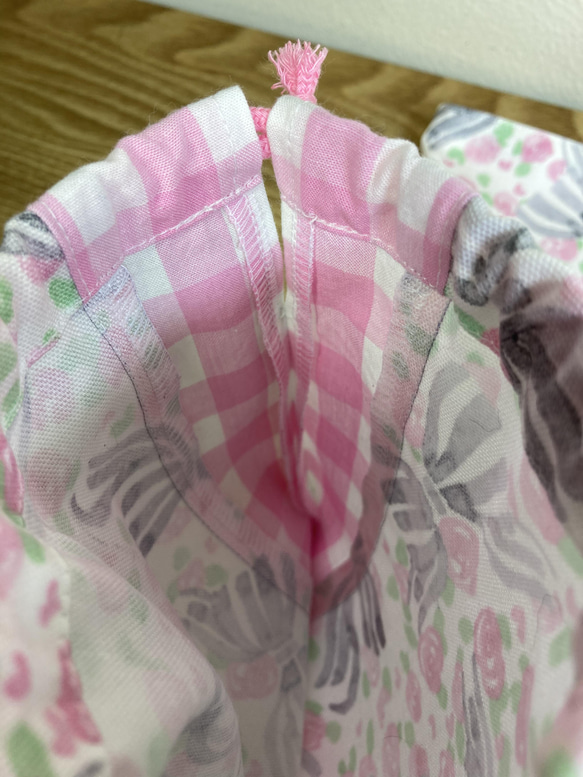 【送料無料】ランチマット・巾着袋　セット　リボン　ピンク　給食セットに♪ 4枚目の画像