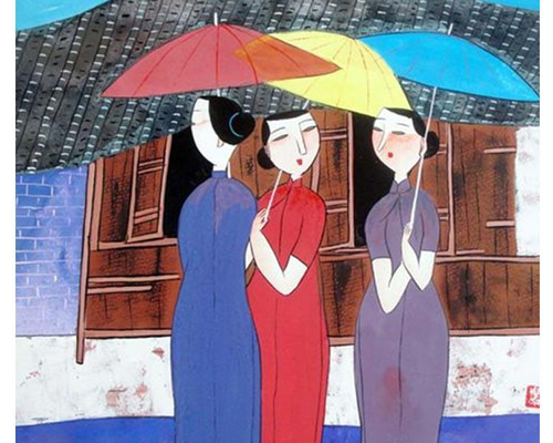 手描き 水彩油画 人物画 尚谊 作品図 中国絵画 約70×100cm 未表装 f6478b68202b350aedd2774278a639