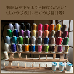 ハンドメイド スタイ お名前刺繍スタイ オーダースタイ 名入れ可能  デニム柄 とんがりスタイ 5枚目の画像