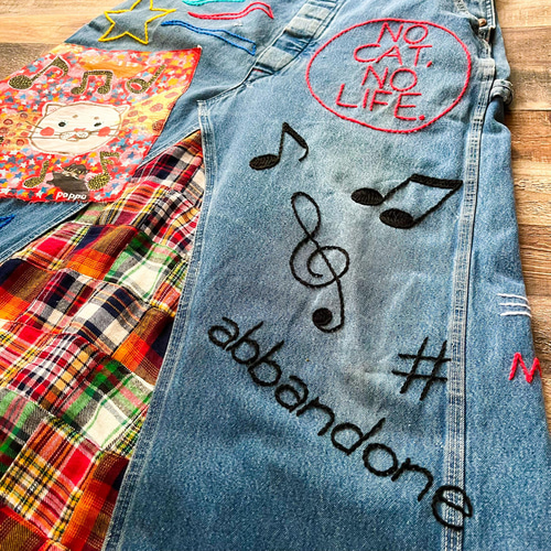 NO CAT NO LIFE】デニム オーバーオール リメイク スカート
