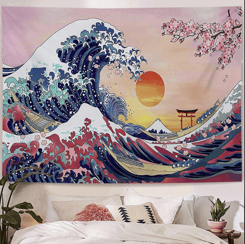 掛け軸 タペストリー　神奈川沖浪裏◆葛飾北斎 （工芸作品・新品) Amazon.co.jp: 晴れの街ギャラリー 掛け軸 タペストリー 富嶽三