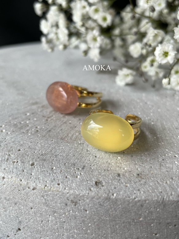 淡い黄色のyellowagate リング 13枚目の画像