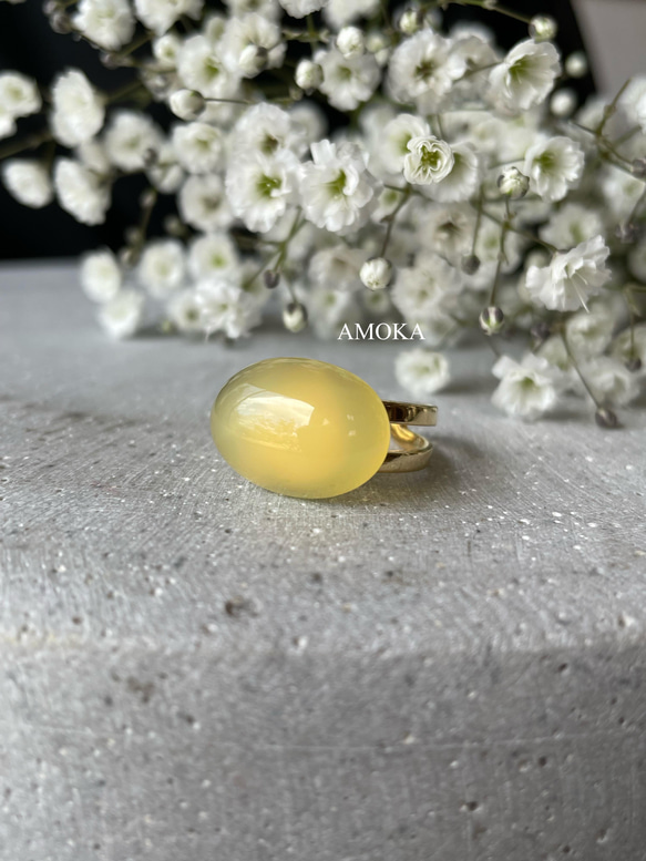 淡い黄色のyellowagate リング 2枚目の画像