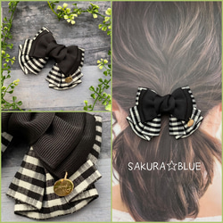 handmade♡♡ピアノ鍵盤柄 フリルツインヘアゴム パープル