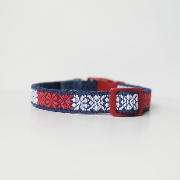 Kogin Embroidery Dog Collar ☺︎ Indigo Plum Flower [刺繡☺︎ Sashiko] 第4張的照片