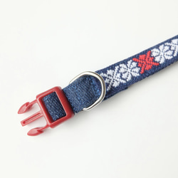 Kogin Embroidery Dog Collar ☺︎ Indigo Plum Flower [刺繡☺︎ Sashiko] 第8張的照片