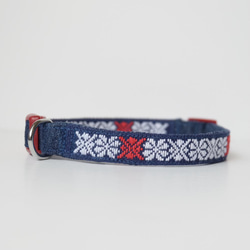 Kogin Embroidery Dog Collar ☺︎ Indigo Plum Flower [刺繡☺︎ Sashiko] 第3張的照片