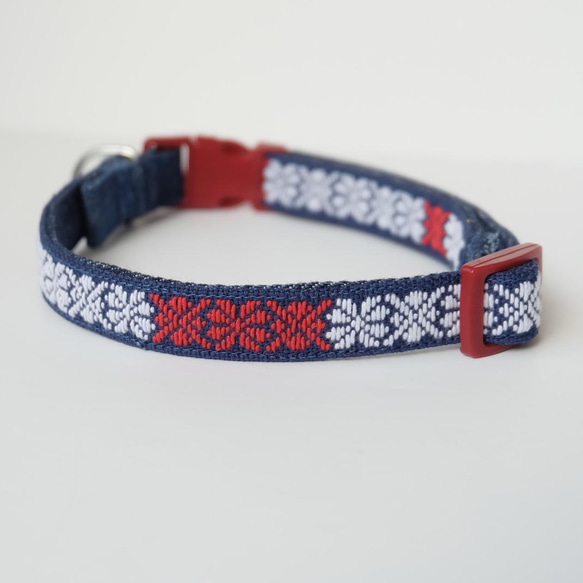 Kogin Embroidery Dog Collar ☺︎ Indigo Plum Flower [刺繡☺︎ Sashiko] 第6張的照片