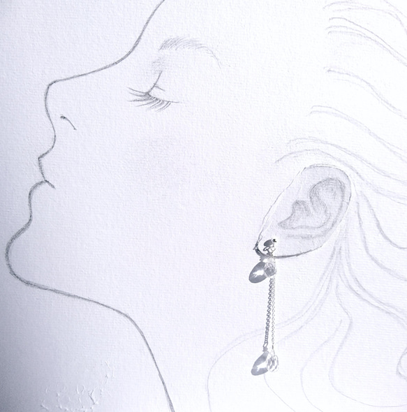 クリスタルの一粒ネックレス   ドロップ型クリスタル AAA  ブリオレットカットのネックレス。大人のピアス Ⅶとお揃い 11枚目の画像