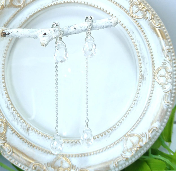 クリスタルの一粒ネックレス   ドロップ型クリスタル AAA  ブリオレットカットのネックレス。大人のピアス Ⅶとお揃い 10枚目の画像