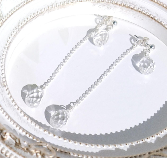 クリスタルの一粒ネックレス   ドロップ型クリスタル AAA  ブリオレットカットのネックレス。大人のピアス Ⅶとお揃い 9枚目の画像