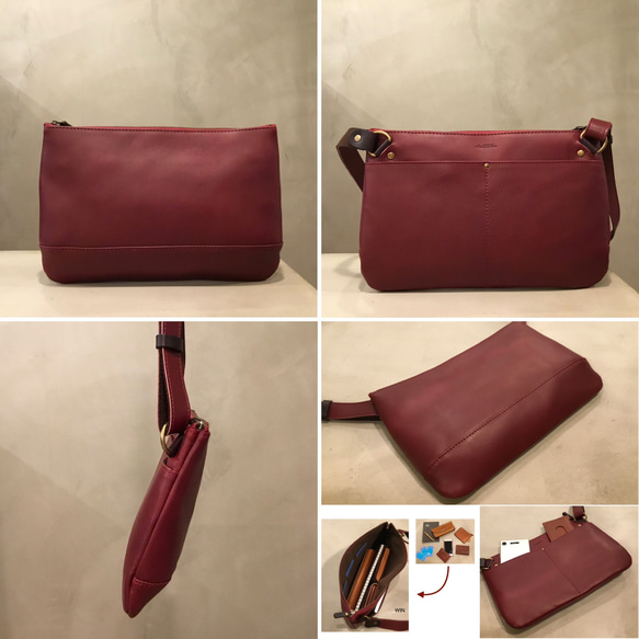 牛革ミニショルダーバッグ。サコッシュの少しだけ大きめサイズ。 よろしくお願いいたします また