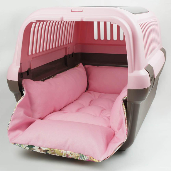 【限定品】キャリークッションベッド/クレートクッション リバティプリント 11号帆布ピンク Tresco Mサイズ 10枚目の画像
