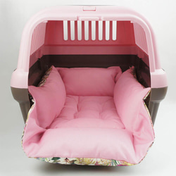 【限定品】キャリークッションベッド/クレートクッション リバティプリント 11号帆布ピンク Tresco Mサイズ 9枚目の画像