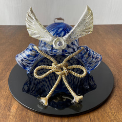 ガラスの兜飾り　飛翔（青）コンパクト 五月人形 端午の節句 レースガラス 9枚目の画像