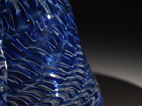ガラスの兜飾り　飛翔（青）コンパクト 五月人形 端午の節句 レースガラス 3枚目の画像