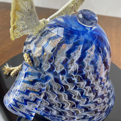 ガラスの兜飾り　飛翔（青）コンパクト 五月人形 端午の節句 レースガラス 11枚目の画像