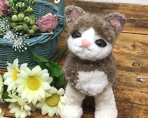 sample 硝子の瞳を持つ　しろいこねこのあみぐるみ　あみぐるみ　ぬいぐるみ sample 硝子の瞳をもつ こねこのあみぐるみ ぬいぐるみ 白猫