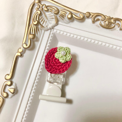 送料無料】服に穴が開かない名札クリップ ぽんぽんさくらんぼ レッド②