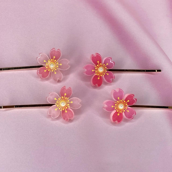 蓄光桜のヘアピンペア 5枚目の画像