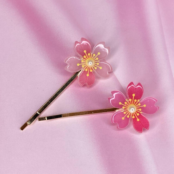蓄光桜のヘアピンペア 4枚目の画像