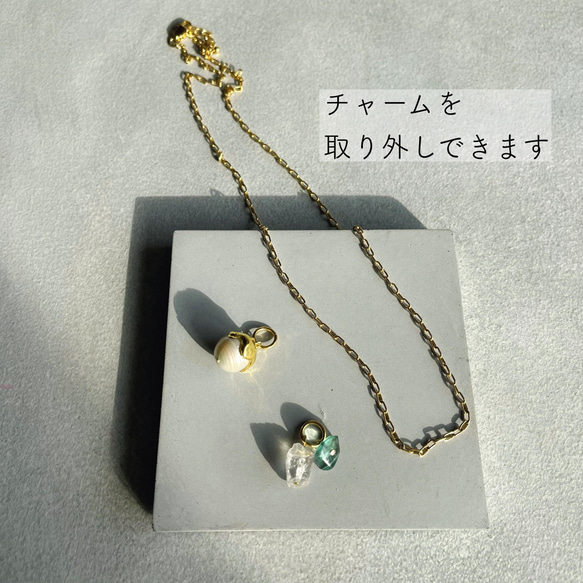 acorn ＆ stone  charm necklace    淡水パール ネックレス 5枚目の画像