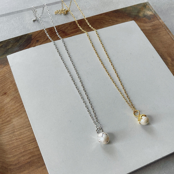 acorn ＆ stone  charm necklace    淡水パール ネックレス 10枚目の画像