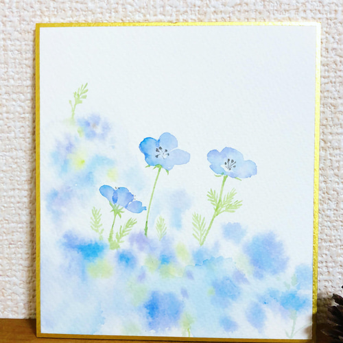 ネモフィラ 透明水彩原画 シンプル イラスト Annie.watercolor 通販