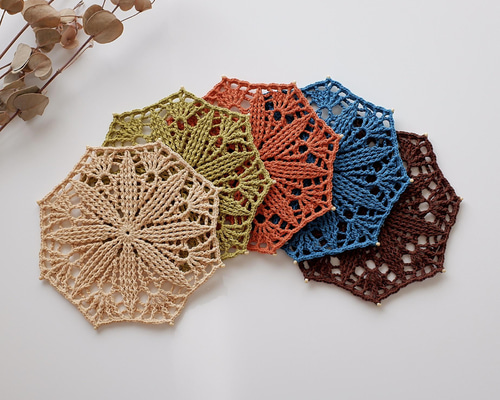 SALE❗️*アースカラー*11cm ビーズの縁取り レース編み 立体 花模様