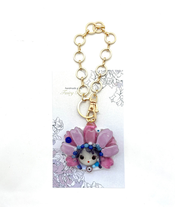 花の妖精　桜（さくら、サクラ）のバッグチャーム　ブルー 4枚目の画像