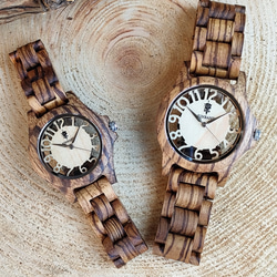 【木製腕時計】EINBAND Freiheit Zebrawood メイプル文字盤 木の時計 スケルトン【40mm】 9枚目の画像