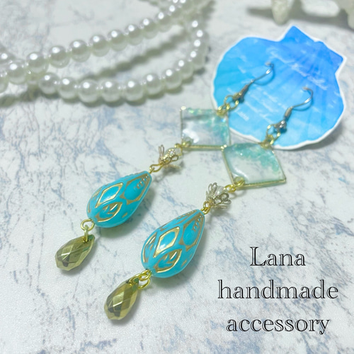 変更再販 ジャスミン色 揺らめく ロングアクセサリー 8cm ピアス