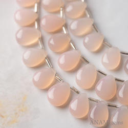 【約16粒】サクラピンクカルセドニー スムース マロンシェイプ(ビーズ素材)★ANAM gems 2枚目の画像