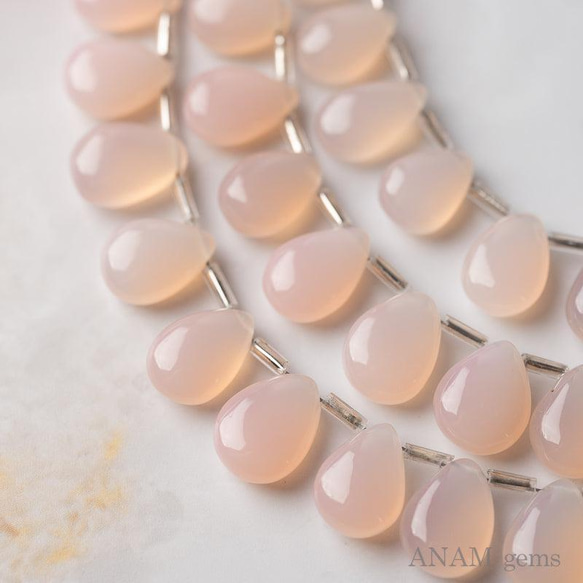 【約16粒】サクラピンクカルセドニー スムース マロンシェイプ(ビーズ素材)★ANAM gems 2枚目の画像