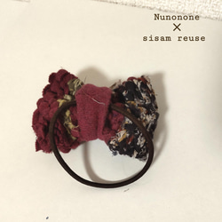 〈Nunonone×sisam reuse〉裂き織りのヘアゴム 2枚目の画像