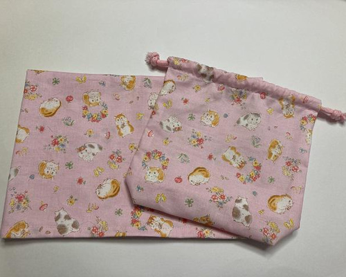 給食セット 40×60 ランチョンマット＆給食袋 ☆018 ハムスター 給食袋