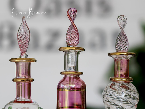 Creema限定！春色セット［ミニサイズ］エジプトガラス香水瓶 パフュームボトル アロマオイル 3本セット 3枚目の画像