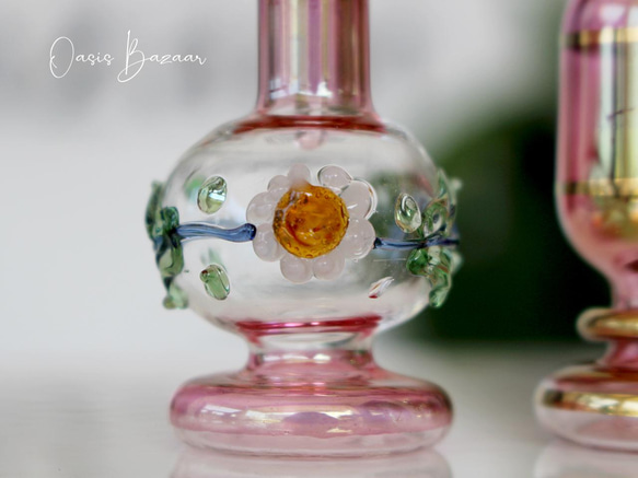 Creema限定！春色セット［ミニサイズ］エジプトガラス香水瓶 パフュームボトル アロマオイル 3本セット 4枚目の画像