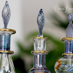 Creema限定！［ミニサイズ］エジプトガラス香水瓶 パフュームボトル アロマオイル ブルー 3本セット 3枚目の画像