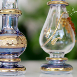 Creema限定！［ミニサイズ］エジプトガラス香水瓶 パフュームボトル アロマオイル ブルー 3本セット 4枚目の画像