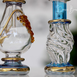 Creema限定！［ミニサイズ］エジプトガラス香水瓶 パフュームボトル アロマオイル ブルー 3本セット 6枚目の画像