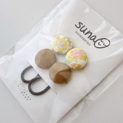 ベビー&キッズ　ころりんヘアゴム【4個セット】花×ブラウン 1枚目の画像