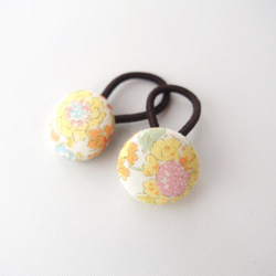 ベビー&キッズ　ころりんヘアゴム【4個セット】花×ブラウン 2枚目の画像