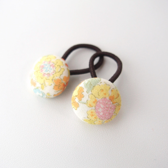 ベビー&キッズ　ころりんヘアゴム【4個セット】花×ブラウン 2枚目の画像